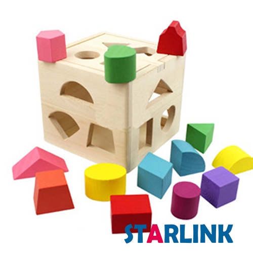 Shape Wooden Child Shape Matching BlocksKids Early Educational Learning Thirteen Hole Intelligence Box Stereo Blocks Geometric