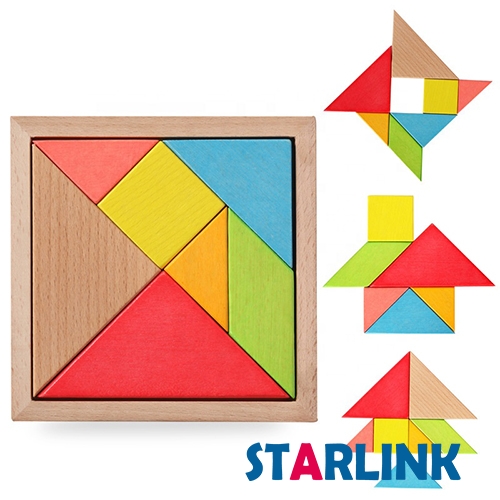 Tangram puzzle Children Educational Toy Colorful Wooden Brain Training Geometry Tangram Puzzle