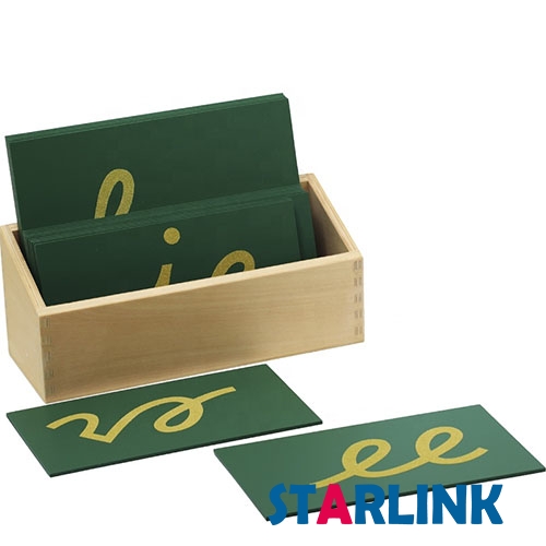 Montessori Holz Spielzeug Niedrigeren Fall Cursive Schleifpapier Doppel Buchstaben Mit Box Für Kinder