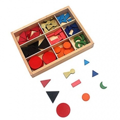 Montessori language learning tool for basic wooden grammar symbols with box