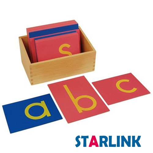 Alfabeto Brinquedo de madeira Letras de lixa e conjunto de materiais de aprendizagem de línguas