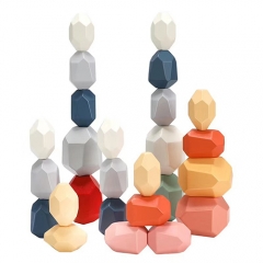 新设计的北欧风格彩虹玩具益智玩具木制石头堆叠游戏
