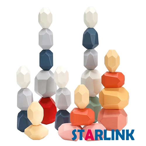 New design nordic style rainbow toy education toys wooden stone stacking game