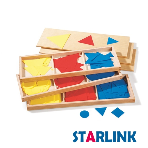 木制蒙特梭利木制儿童学习玩具圈正方形和三角形
