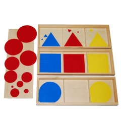 木制蒙特梭利木制儿童学习玩具圈正方形和三角形