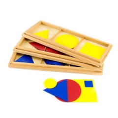 Brinquedos de aprendizagem matemática Montessori de madeira para crianças Círculos quadrados e triângulos