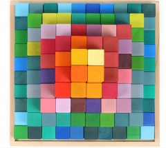 Materiales Montessori de alta calidad juguetes de madera Grimms Rainbow Blocks SKY Pic Rainbow Stackersture