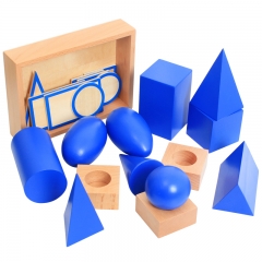 Wooden Educational Toys Montessori Materials Geometric Solids with Stands Base with Box