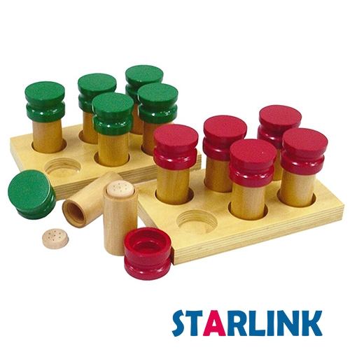 Brinquedos de madeira para crianças pequenas Material de aprendizagem Recursos de ensino sensorial Caixas de perfume Recursos Montessori