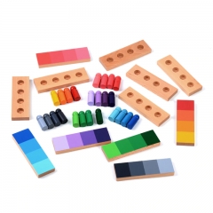 Les jouets en bois de salle de classe d'équipement de Montessori enfants colorent la tâche de tri de Blance de Resem