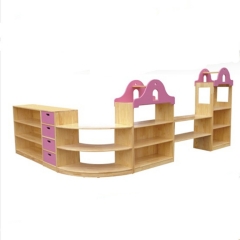 Almacenamiento de juguetes Nuevo estilo venta caliente gabinete de almacenamiento para niños en edad preescolar gabinete de almacenamiento combinado de madera para materiales Montessori