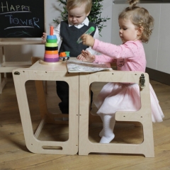 Torre auxiliar plegable ajustable de madera, torre de aprendizaje Montessori, taburete de cocina, torre auxiliar de cocina