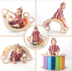 Montessori Baby Rocking Chair Children Furniture Sets Kids Waldorf Safe Cradle Chair Rainbow