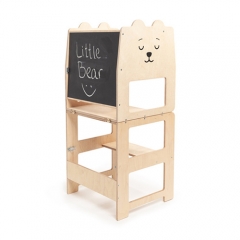 Wooden Montessori Learning Tower Step Stool Toddler Kitchen Helper for Kid Foldable Learning Tower Step Stool Child Kitchen Tower