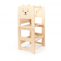 Wooden Montessori Learning Tower Step Stool Toddler Kitchen Helper for Kid Foldable Learning Tower Step Stool Child Kitchen Tower