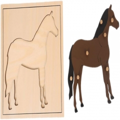 High Quality Wooden Puzzle Toy Montessori Materials Manufacturer Wooden Horse Puzzle For Kids