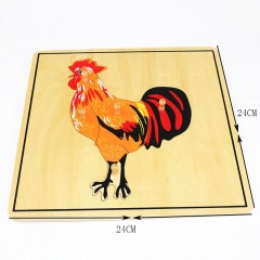 Preschool Learning Toys Wooden Montessori Botany Educational Toys Wood Rooster Puzzle