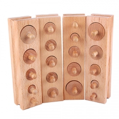 Kindergarten Montessori Materials Wooden Cylinders Ladder Blocks Educational Wooden Knobbed Cylinder Socket Blocks Toy