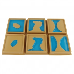 Montessori Material Learning Toys Geography Toys Baby Wooden Toy Montessori Land And Water Form Trays