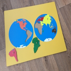 Hot Sale Wooden Educational Material Montessori Geography Puzzle World Map