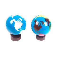 Kids Learning Wooden Montessori Educational Map Geography Toys Globe Of Land And Water