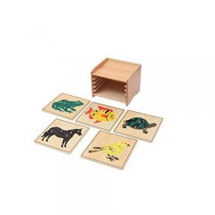 Montessori Wooden Educational Montessori Toys Box for Children Teaching Animal Puzzles Set With Cabinet