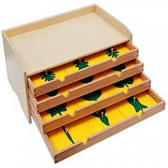 2022 Popular Toys Botany Leaf Cabinet Wooden Kids Toys Montessori With Insets Montessori Wooden Kids Toy Cabinet