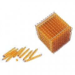 Hot Wooden Educational Toys Montessori Math Material Golden Bead Thousand Cube For Children