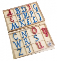 Montessori Educational Toys For Kids Wood Large Movable Alphabet Capital Case