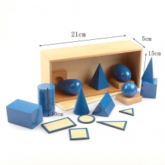 Wooden Educational Toys Montessori Materials Geometric Solids With Stands And Box
