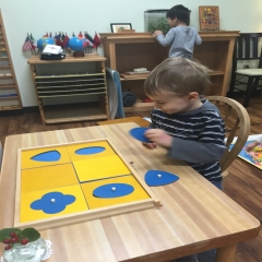 Montessori Materials Sensory Geometric Cabinet Children Toys Learning Shape Early Education Demonstration tray