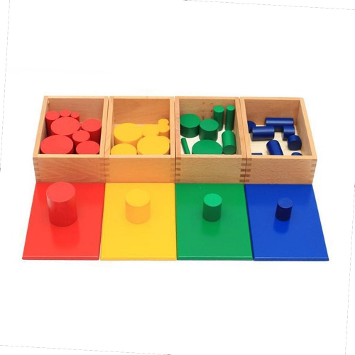 Kids Wooden Educational Montessori Materials Teaching Aids Toys Knobless Cylinders