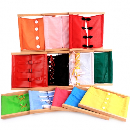 Montessori Wooden Daily Life Dressing Frame Baby Kids Early Learning Toys Bag Buckles Frame