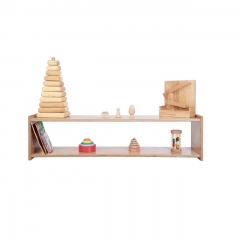 Nursery Wooden Shelf Children Wooden Shelving Kids Daycare Furniture Wood Double Layer Shelf For Storage