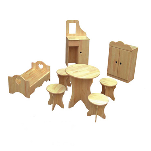 Kindergarten Wooden Baby Doll Furniture Nursery Feeding Dollhouse Miniature Playhouse Furniture Set