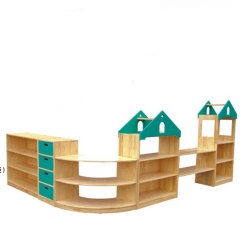 Kindergarten Furniture Solid Wooden Corner Shelf Baby Children Toys Storage Cabinets Set Wood Storage Cabinet