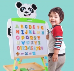 Double Sided Kids Magnetic Wooden Drawing Writing Board Kids Wooden Magnetic Easel Panda Kids Toys