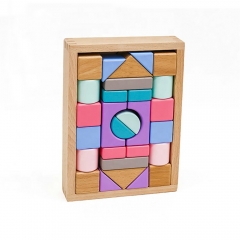 Montessori Toy Wooden Building Blocks Early Learning Toys Color Shape Educational Kids Stacked Blocks