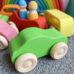 Montessori Educational Toy Children Wooden Cars Kids Stack Rainbow Toys Toddler Wooden Car Toy