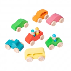 Montessori Educational Toy Children Wooden Cars Kids Stack Rainbow Toys Toddler Wooden Car Toy