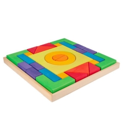 Montessori Wood Puzzle Blocks Toys Baby Wooden Rainbow Wooden Rainbow Stacker Educational Toy