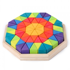 New Design Children Montessori Education Block Wooden Rainbow Triangle Shape Blocks Toy Building Blocks Toy