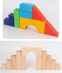 Montessori Wood Puzzle Blocks Toys Baby Wooden Rainbow Wooden Rainbow Stacker Educational Toy