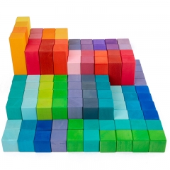 Wooden Puzzle Blocks Toddlers Rainbow Block Stacker Kids Wooden Educational Montessori Material Toys