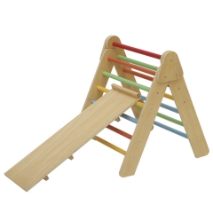 Wooden Pickler Triangle Set With Ramp Montessori Foldable Climbing Triangle For Toddler Montessori Indoor Play Set