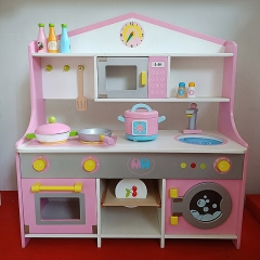 Children Wooden Kitchen Pretend Play House Toy Montessori Early Education Simulation Kitchen Set Series