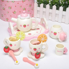 Wooden Pretend Play Kitchen Toys Simulation Afternoon Tea Set Montessori Early Education Toys