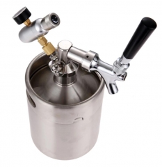 HB-BKT2F 2L Mini Stainless Steel Beer Keg With Tap Faucet Pressurized Home Beer Brewing Craft Beer Dispenser Growler Mini Beer Keg System