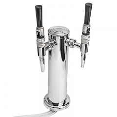HB-BTT2D Double Straight Faucet Beer Tower Stainless Steel Shiny Body Homebrew Draft Beer Towers Bar Accessories