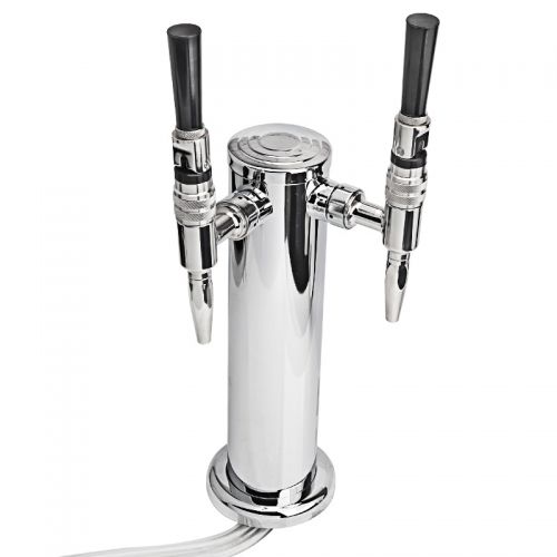 HB-BTT2D Double Straight Faucet Beer Tower Stainless Steel Shiny Body Homebrew Draft Beer Towers Bar Accessories